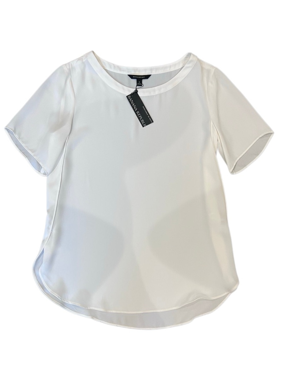Banana Republic Scoop Neck Short Sleeve Blouse - White Size Small